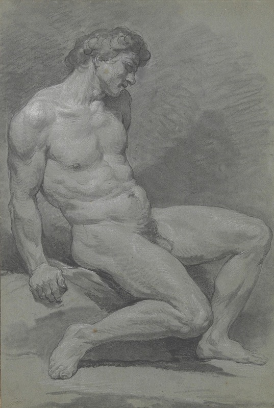 Nicolas Bernard Lépicié - Seated Male Nude Facing Right