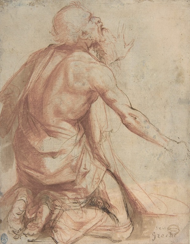 Nosadella (Giovanni Francesco Bezzi) - Kneeling Bearded Old Man