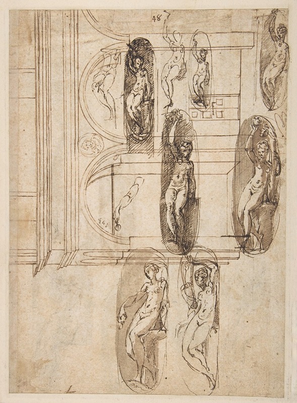Parmigianino - Nine Studies for the Eve in Santa Maria della Steccata, Parma