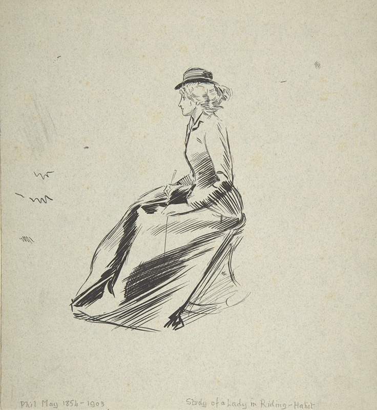 Phil May - Study of a Lady in a Riding Habit