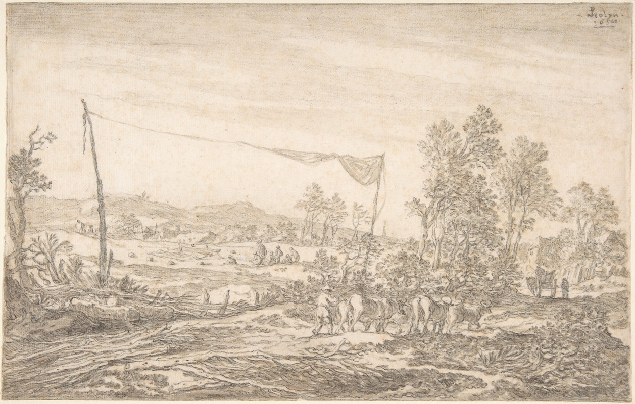 Pieter de Molijn - Landscape with Figures and Cattle