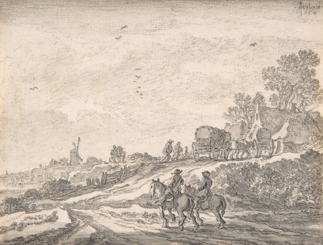 Pieter de Molijn - Landscape with Two Men on Horseback