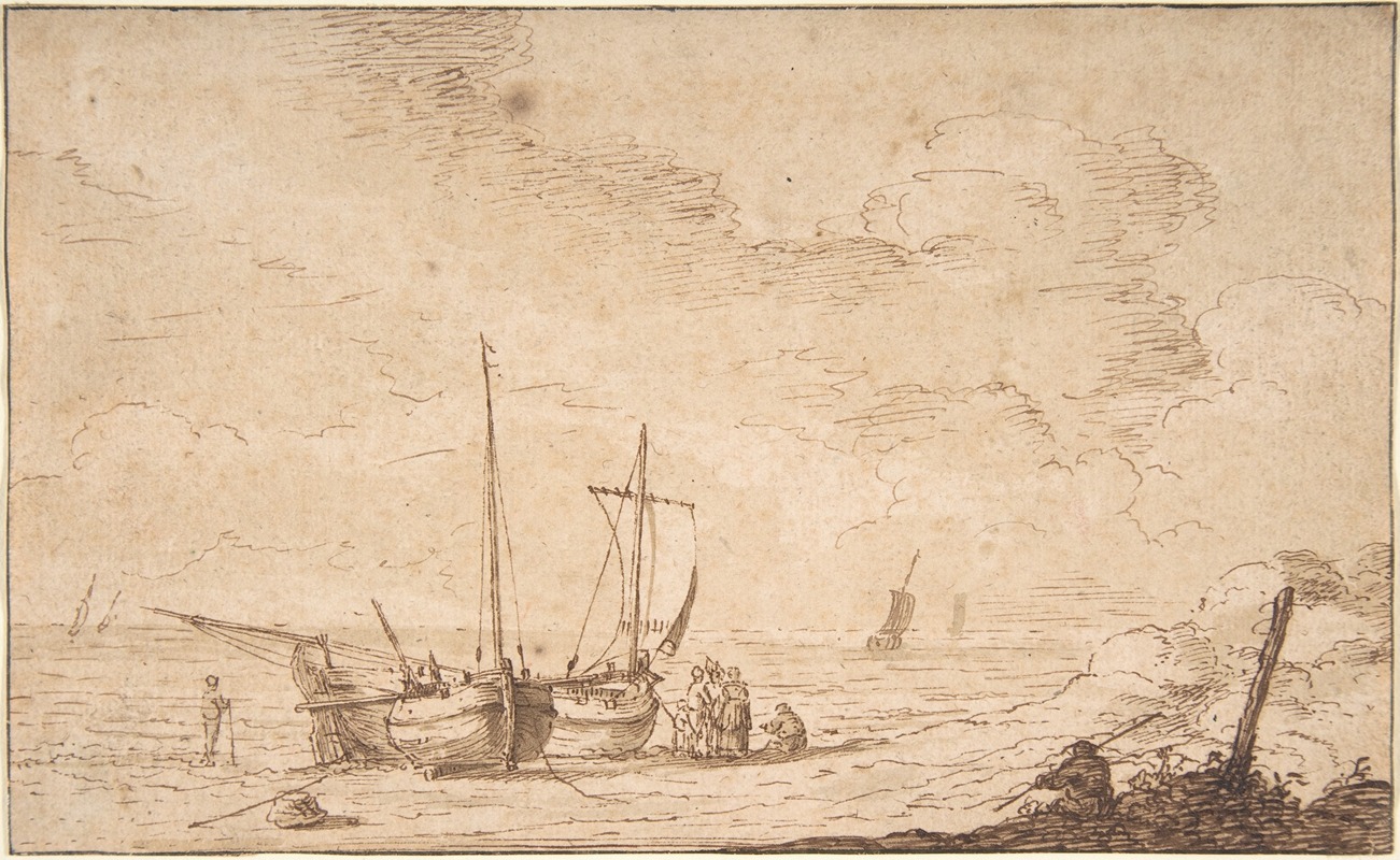 Pieter Mulier the Elder - Beach Scene with Boats