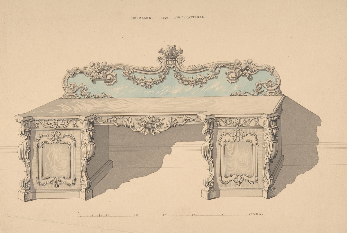 Robert William Hume - Design for Sideboard, Louis Quatorze Style