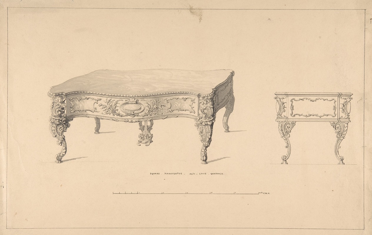 Robert William Hume - Design for Square Pianoforte, Louis Quatorze Style