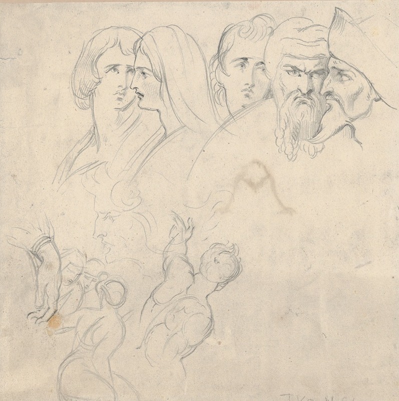 Theodor von Holst - A Group of Five Heads and Further Studies