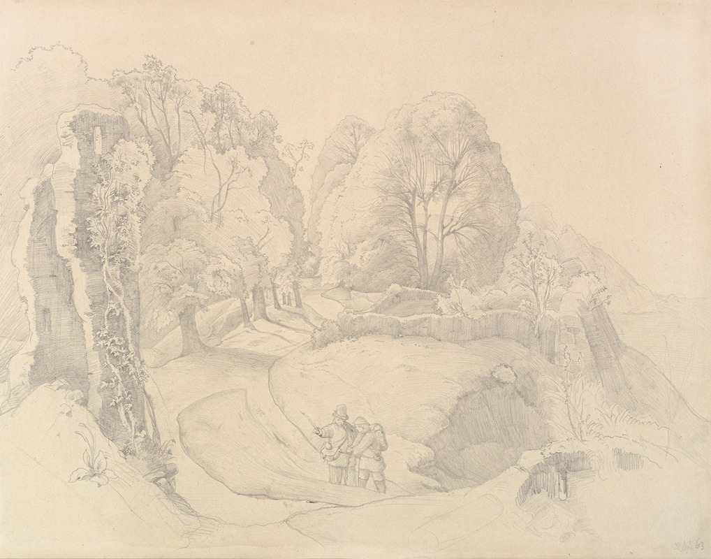 Victor Paul Mohn - Wayfarers Near a Ruin in a Hilly Landscape