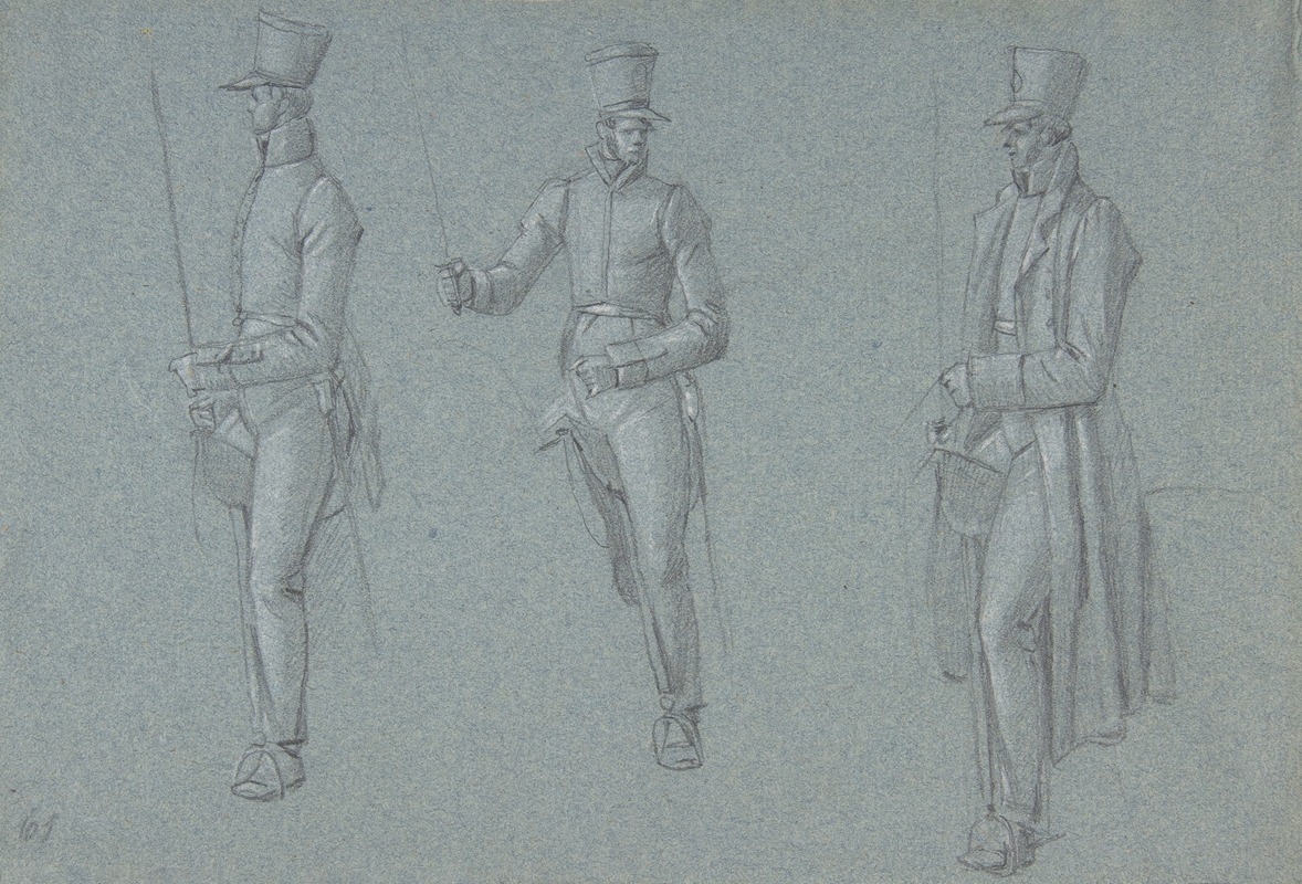Wilhelm von Kobell - Three studies on a man on a saddle