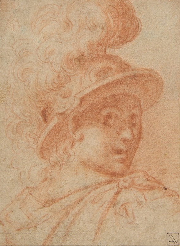 Camillo Procaccini - Bust of a Warrior Wearing a Plumed Helmet, Looking Toward Spectator Over His Right Shoulder