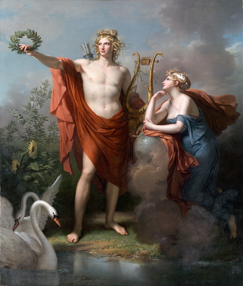 Charles Meynier - Apollo, God of Light, Eloquence, Poetry and The Fine Arts With Urania, Muse of Astronomy
