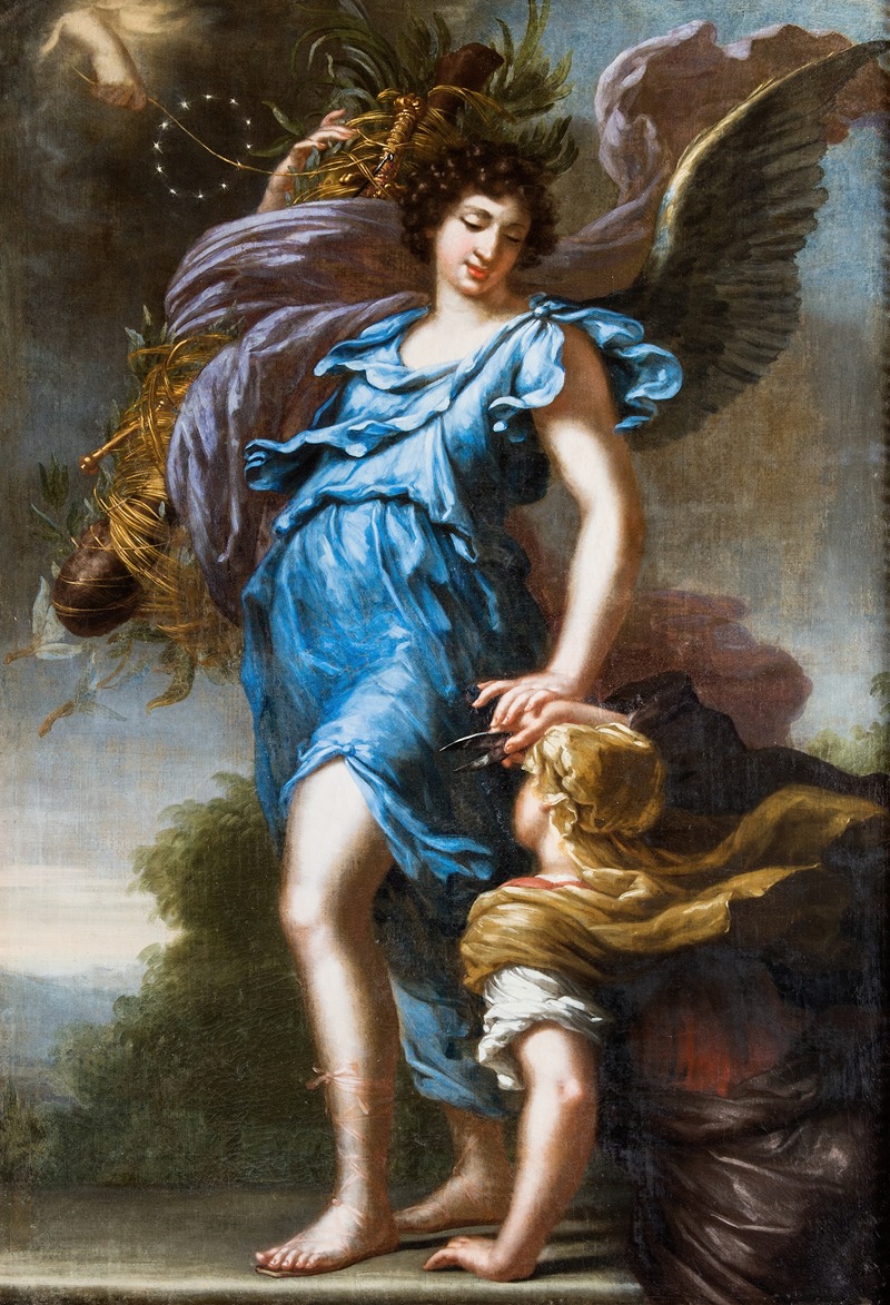 David Klöcker Ehrenstrahl - King Charles XI’s guardian angel. Allegory
