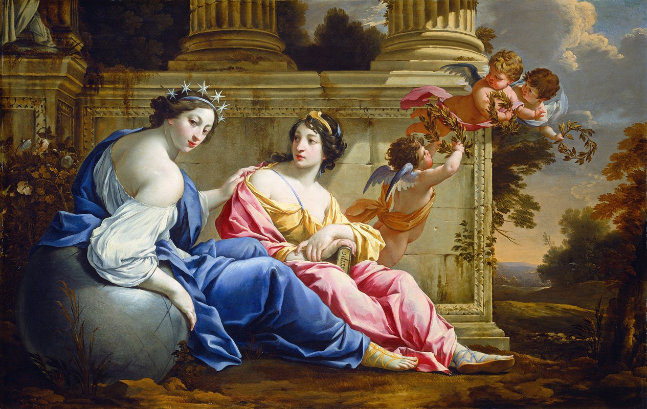 Follower Of Simon Vouet - The Muses Urania and Calliope