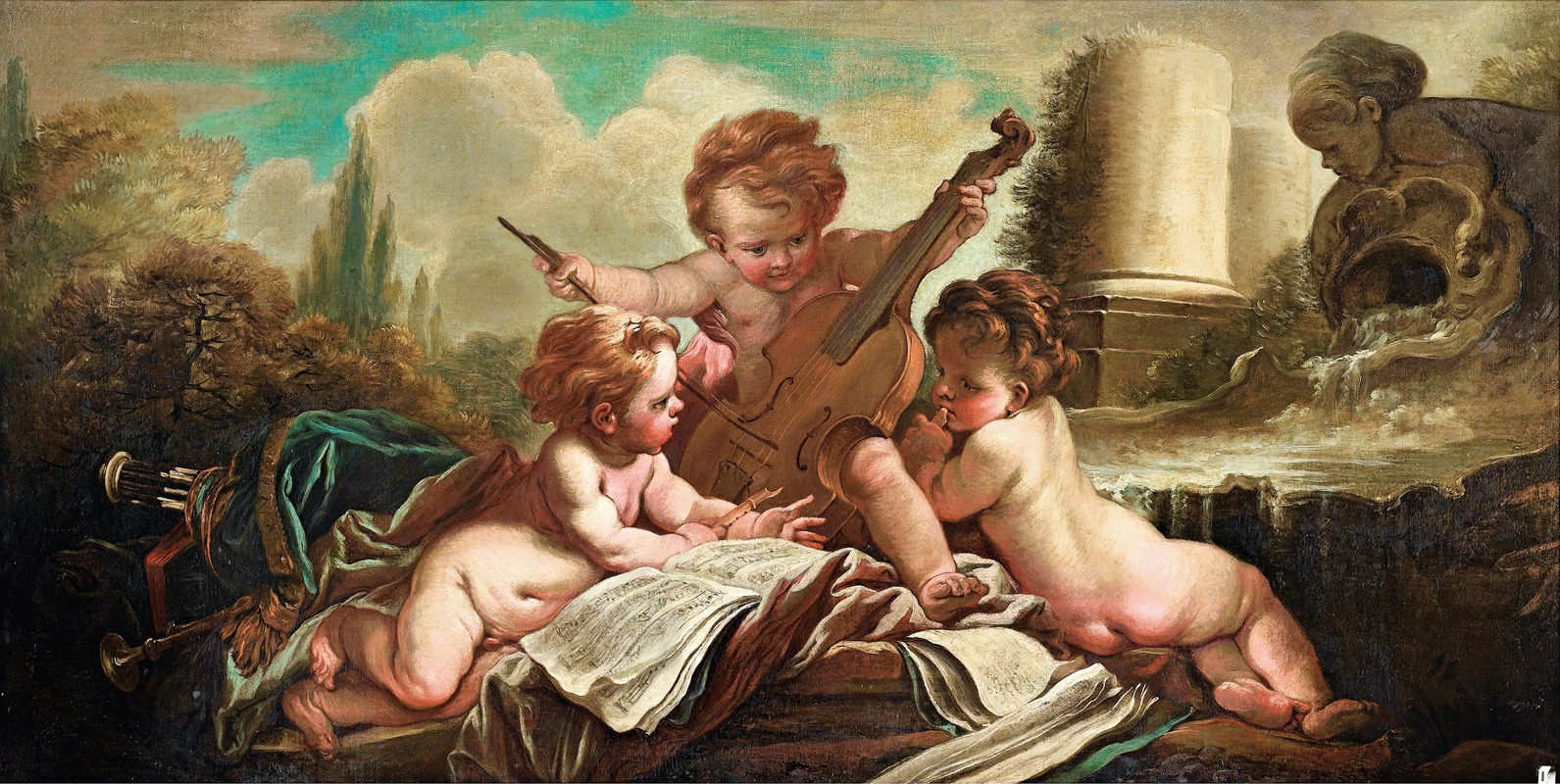 François Boucher - Les Petits Oiseleurs, Les Enfants Musiciens