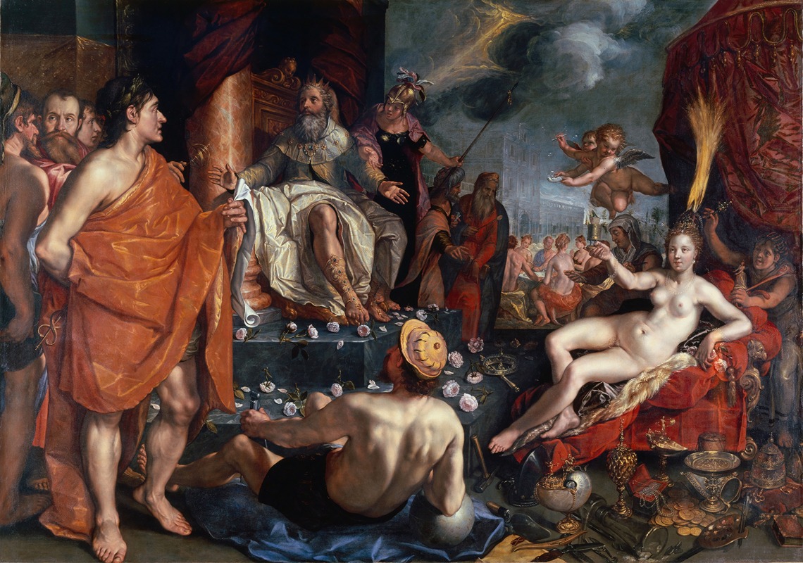 Hendrick Goltzius - Hermes Presenting Pandora To King Epimetheus