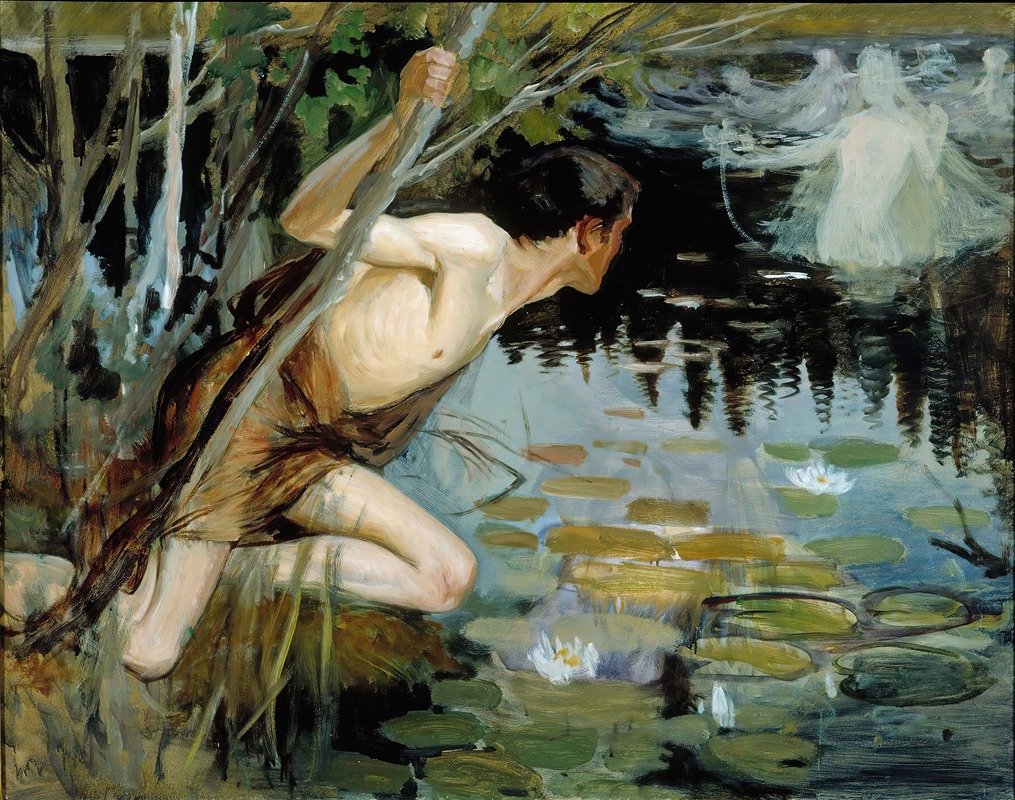 Albert Edelfelt - Youth And A Mermaid, Sketch