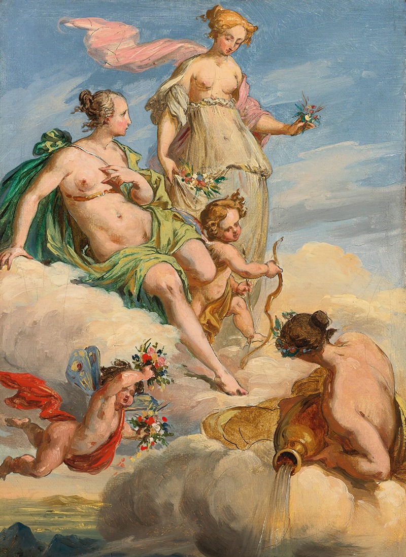 Follower Of Felice Giani - Two Goddesses And A Personification Of A River