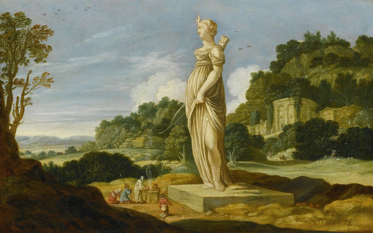 Jacob Symonsz. Pynas - Landscape With Worshippers At The Altar Of Diana