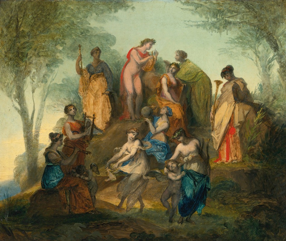 Pierre-Paul Prud'hon - Apollo And The Nine Muses On Mount Parnassus