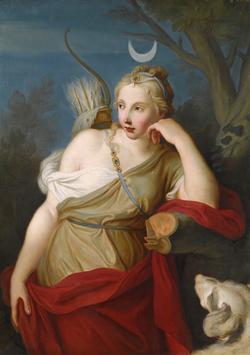 Pietro Rotari - Diana, Goddess Of The Hunt, Leaning Against A Tree