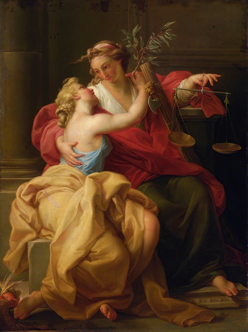 Circle Of Pompeo Batoni - Allegory Of Peace And Justice
