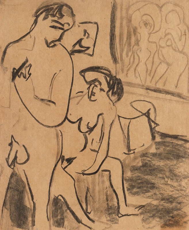 Ernst Ludwig Kirchner - Badendes Paar im Atelier