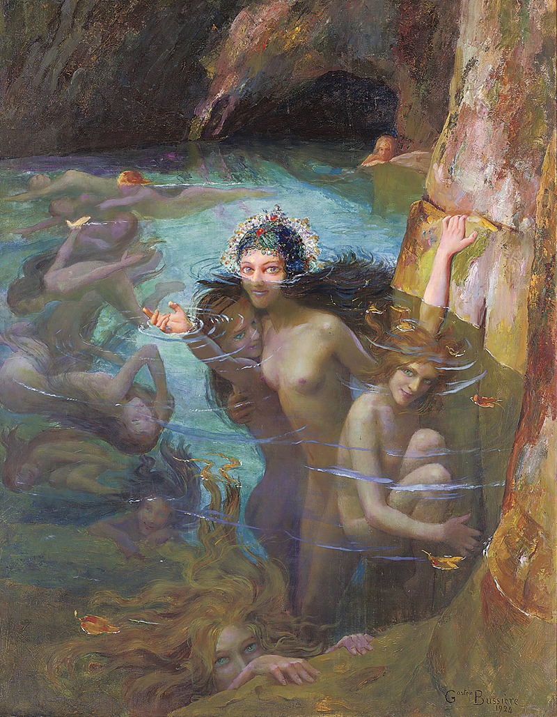 Gaston Bussière - Sea Nymphs At A Grotto