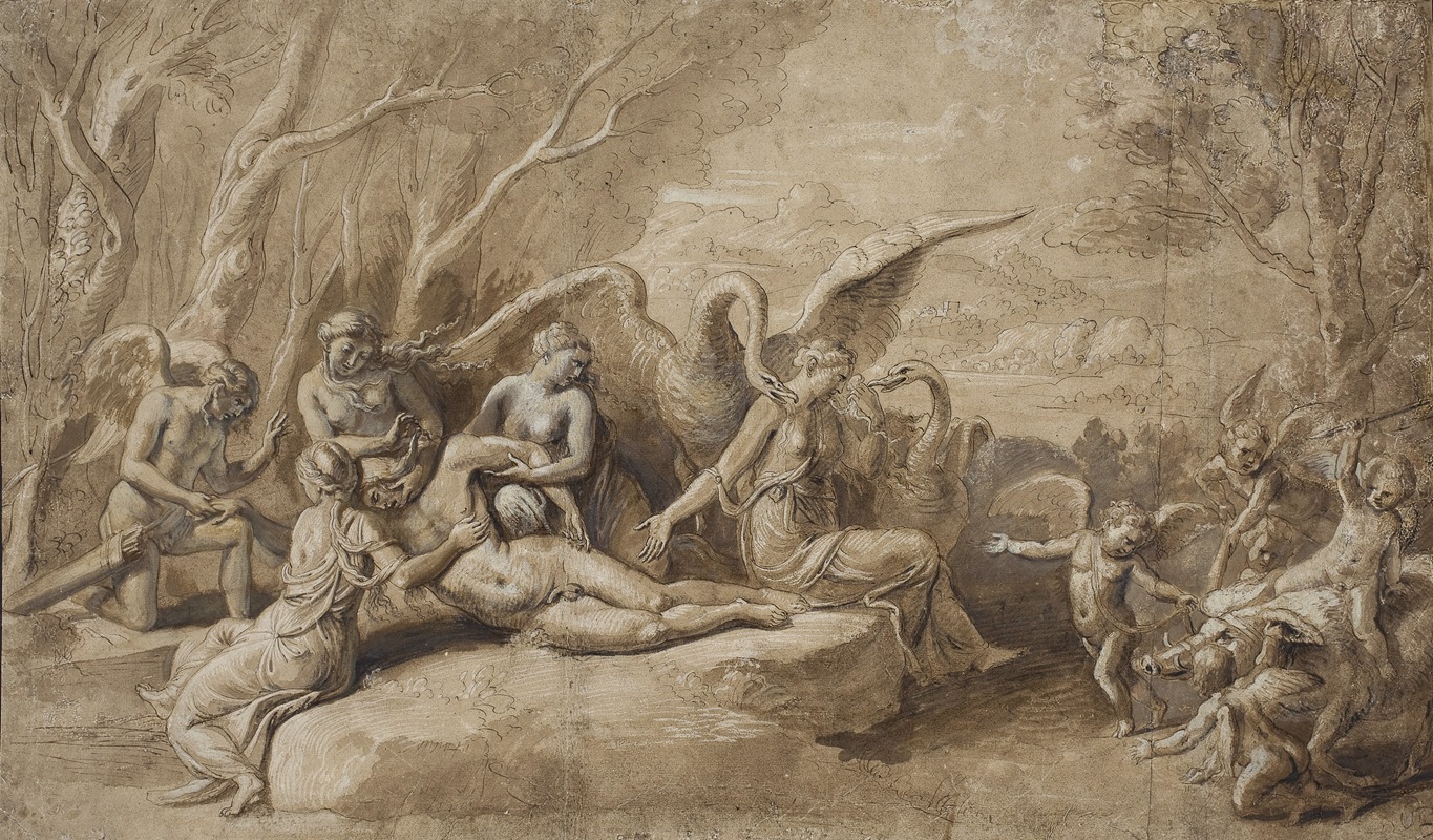 Giulio Romano - Venus mourning the death of Adonis