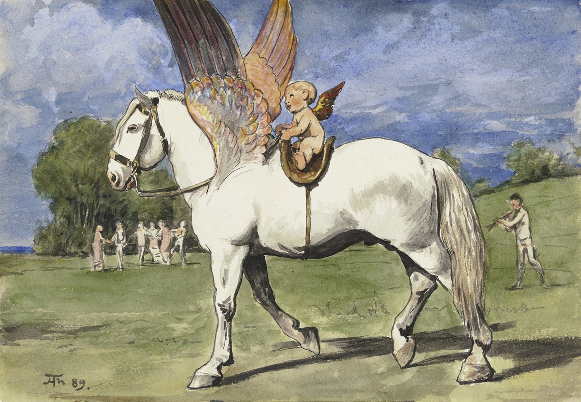 Hans Thoma - Cherub on Pegasus