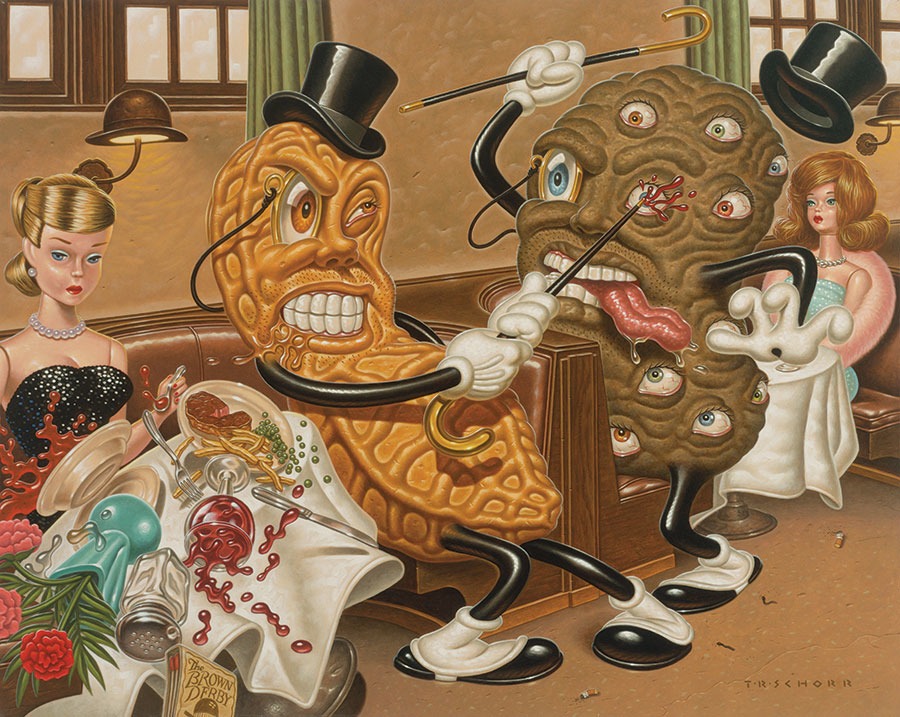 Todd Schorr - A Goober And A Tuber In An Exchange Of Fisticuffs