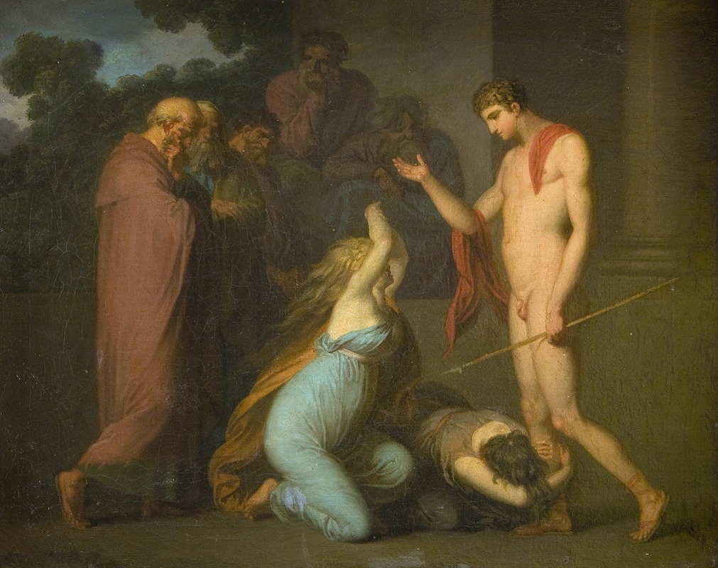 Nicolai Abildgaard - Ismene and Antogone Plead with Theseus