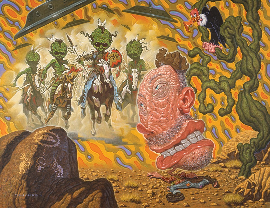 Todd Schorr - The Old Prospector Has A Vision Of Green Indians