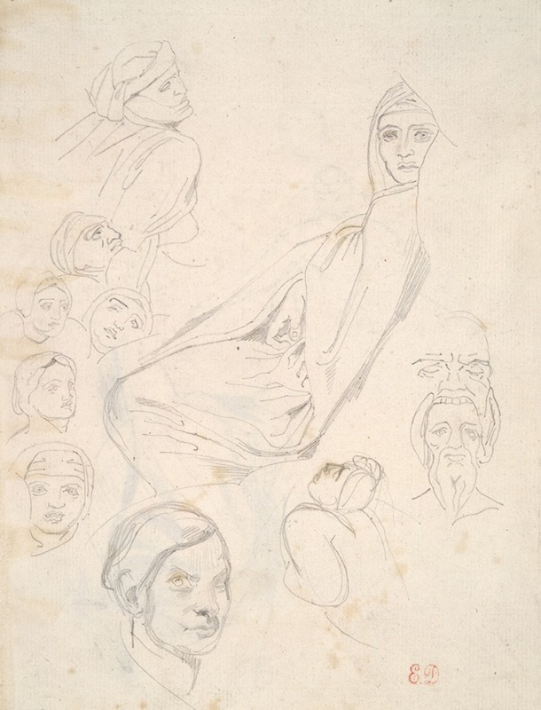 Eugène Delacroix - Sheet of North African Pencil Studies