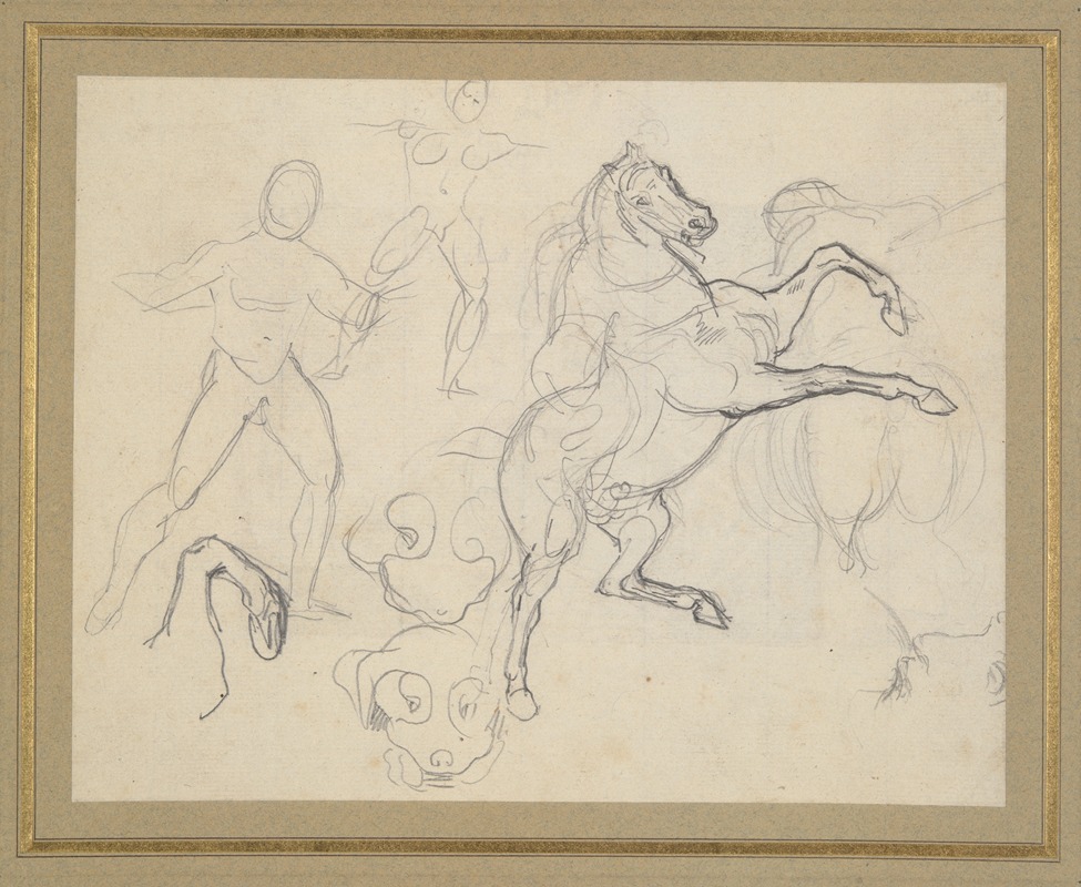Eugène Delacroix - Studies of Figures, Horses and Dogs