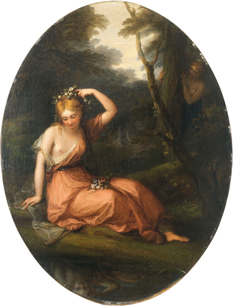 Angelica Kauffmann - Silvia, decorating herself with flowers while observed by Daphne