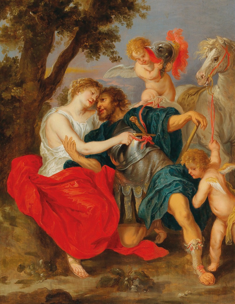 Follower of Peter Paul Rubens - Venus disarming Mars