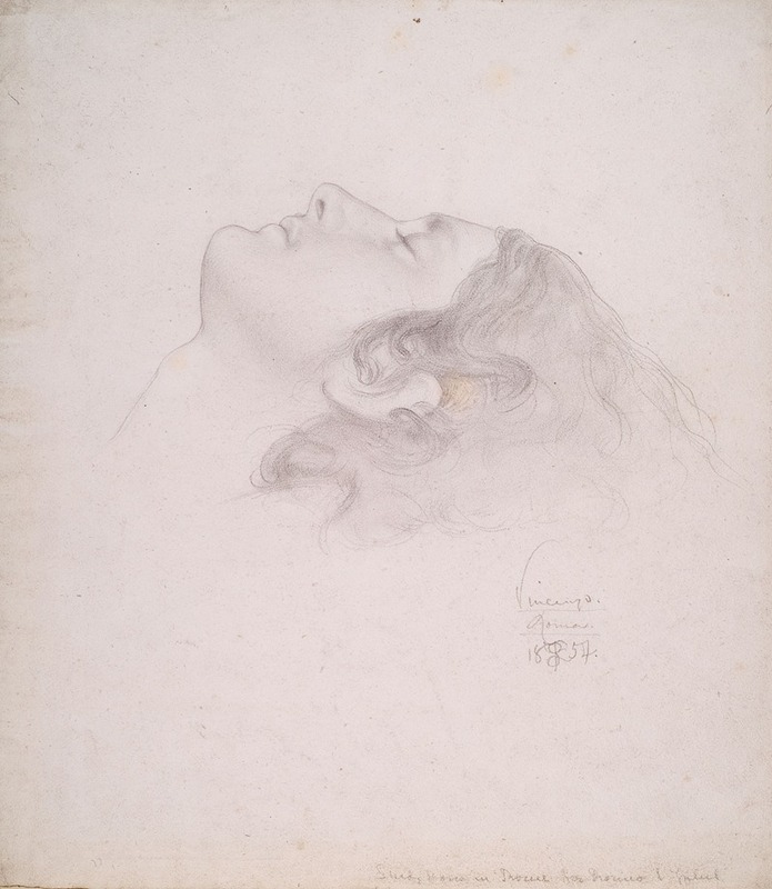 Frederic Leighton - Study of Vicenzo for the Head of Romeo in Reconciliation of the Montagues and the Capulets