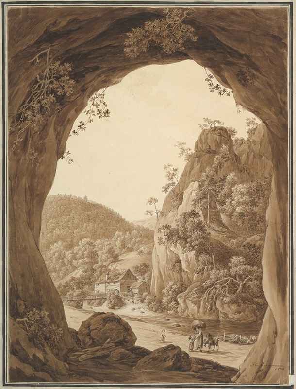 Friedrich Christian Reinermann - View of a Valley through a Rocky Arch