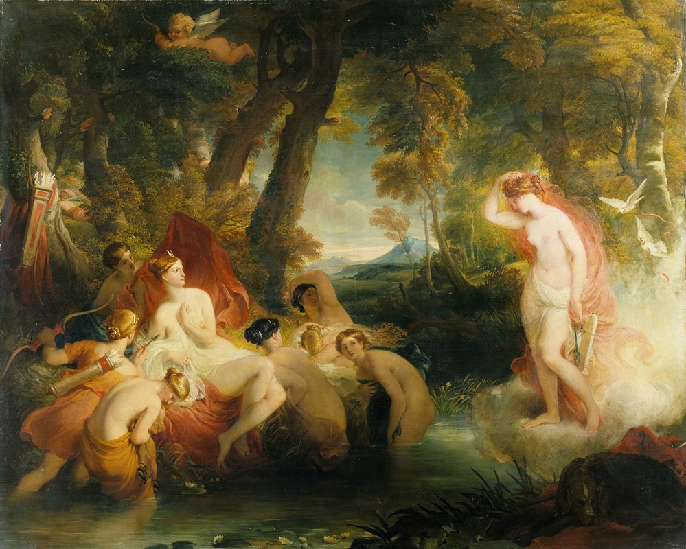 William Hilton - Venus in search of Cupid surprises Diana