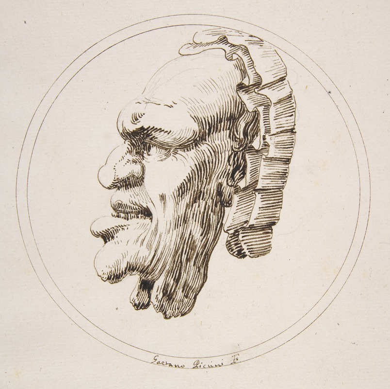 Gaetano Piccini - Human Mask Looking to the Left within a Circle