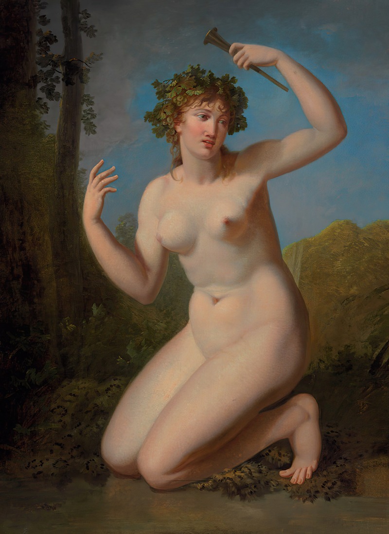 Jacques Antoine Vallin - A bacchante in a wooded grove