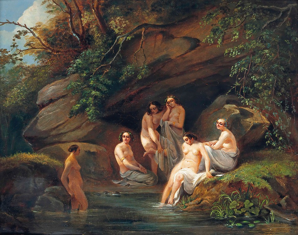 French School - Venus and her nymphs bathing indistinctly