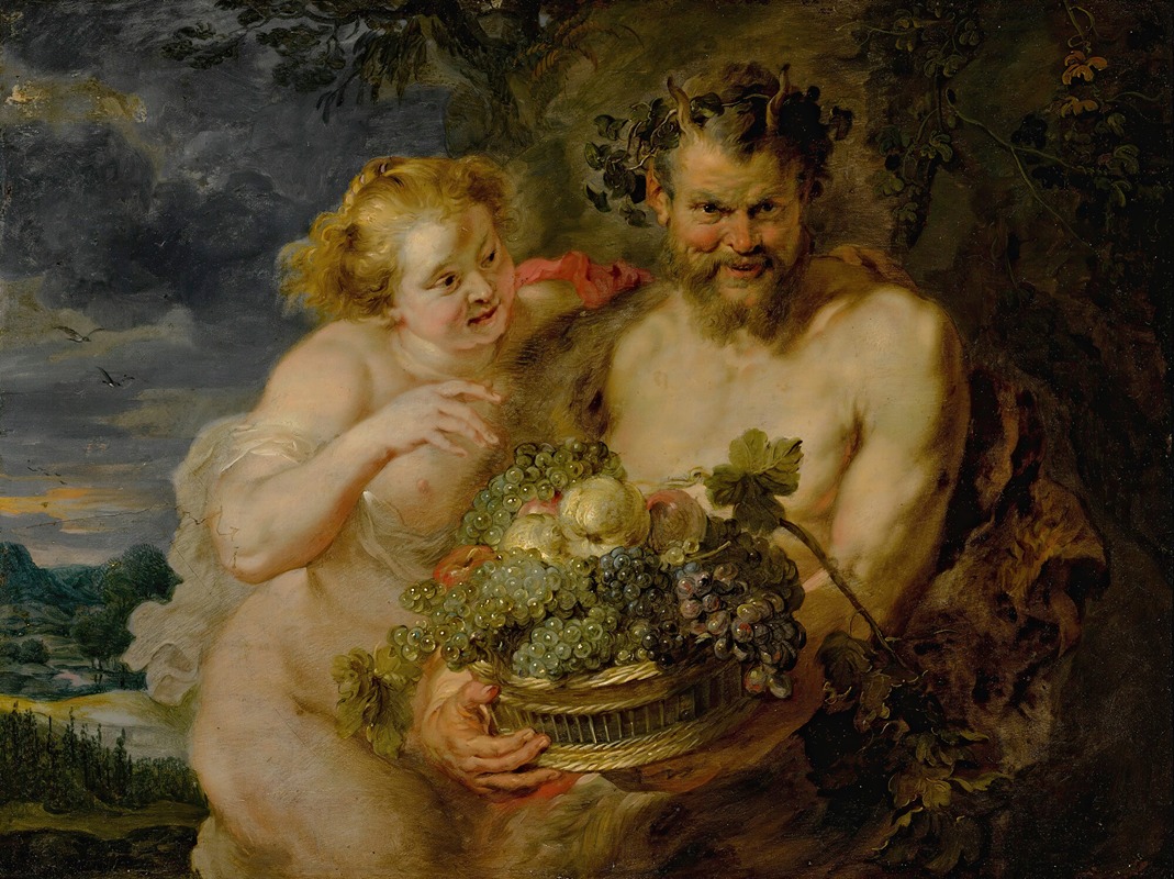 Follower of Peter Paul Rubens - Satyr And Bacchante