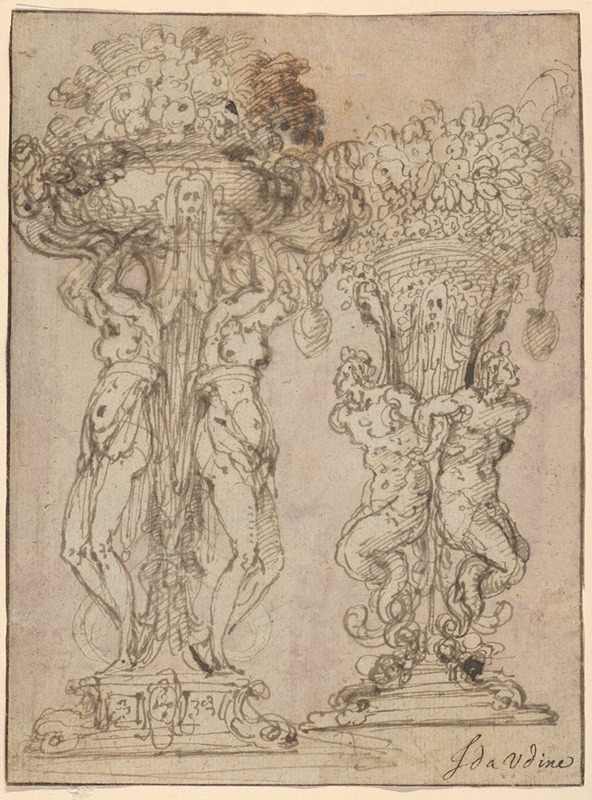 Guglielmo della Porta - Two Designs for a Flower Pedestal