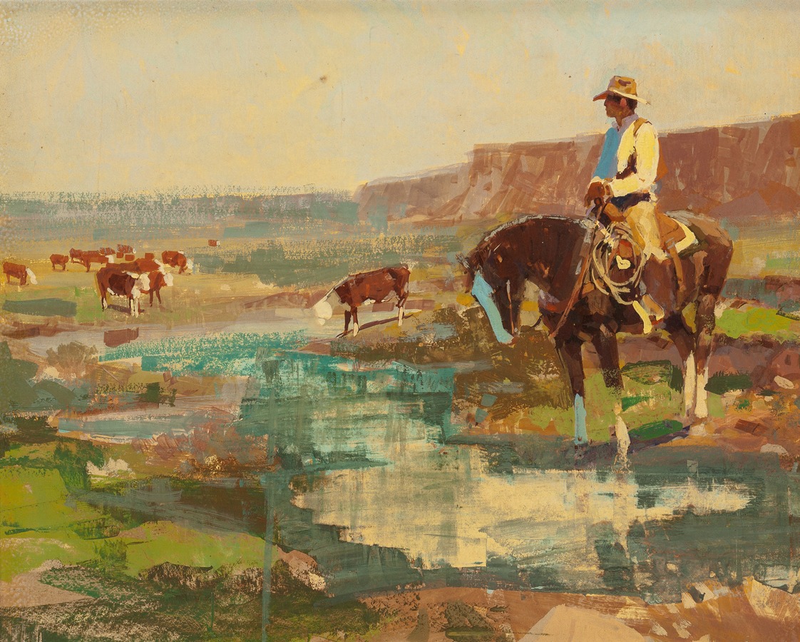 James Reynolds - Cowboy Watching the Herd