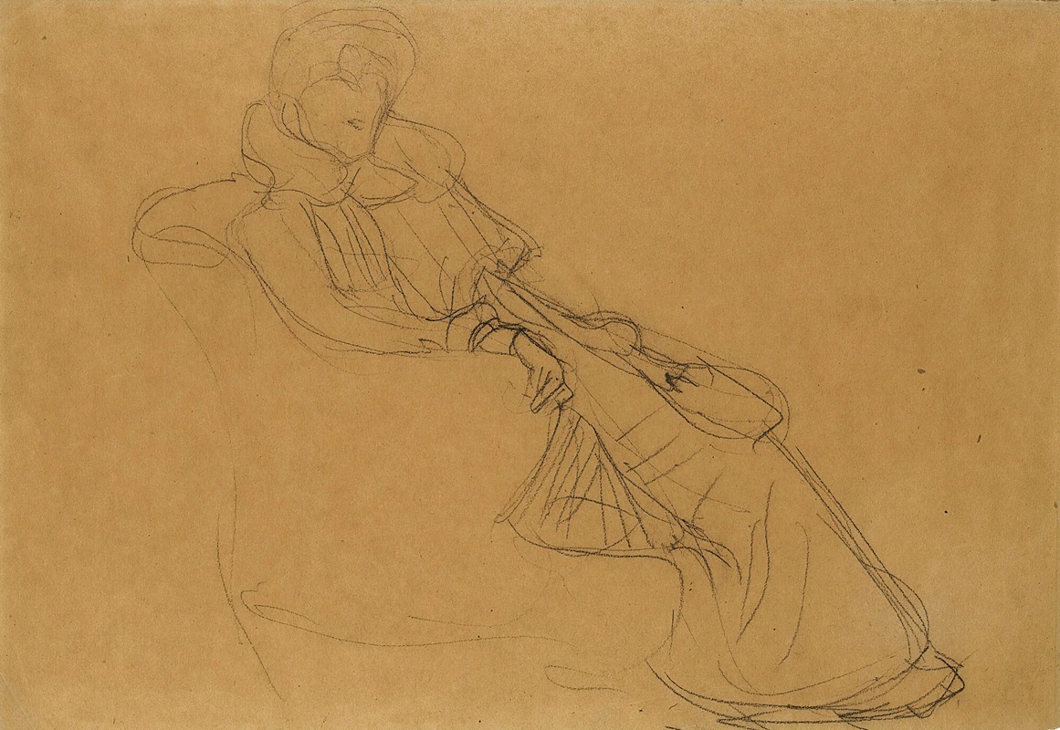 Gustav Klimt - Sitzend Nach Rechts Im Dreiviertelprofil (Seated Figure From The Right In Three-Quarter Profile)