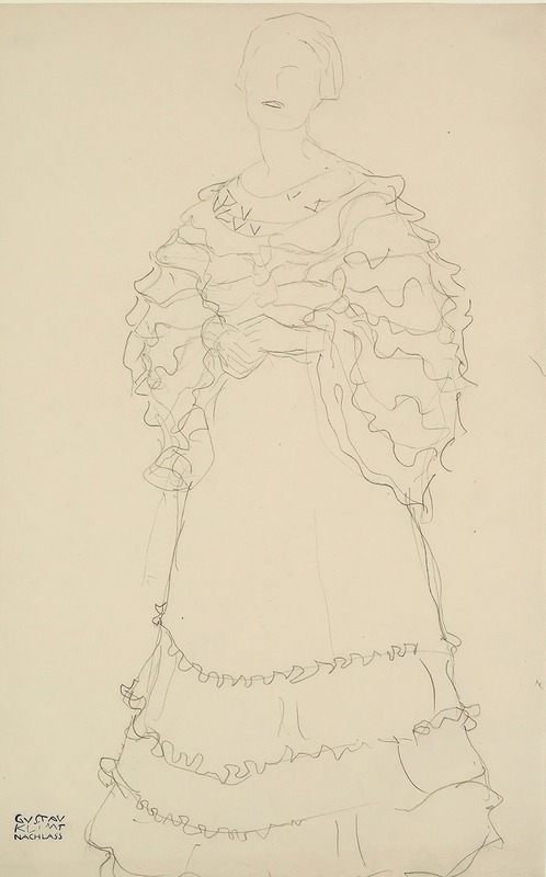 Gustav Klimt - Stehend Etwas Nach Links, Die Hände Ineinandergelegt  (Standing Figure Facing Slightly To The Left, Hands Folded)