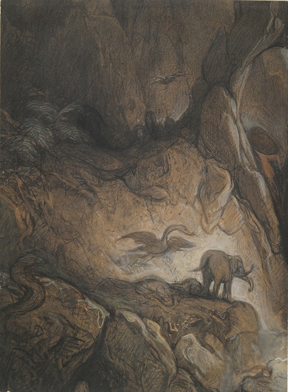 Gustave Doré - Fantastic Gorge with Animals and Figures