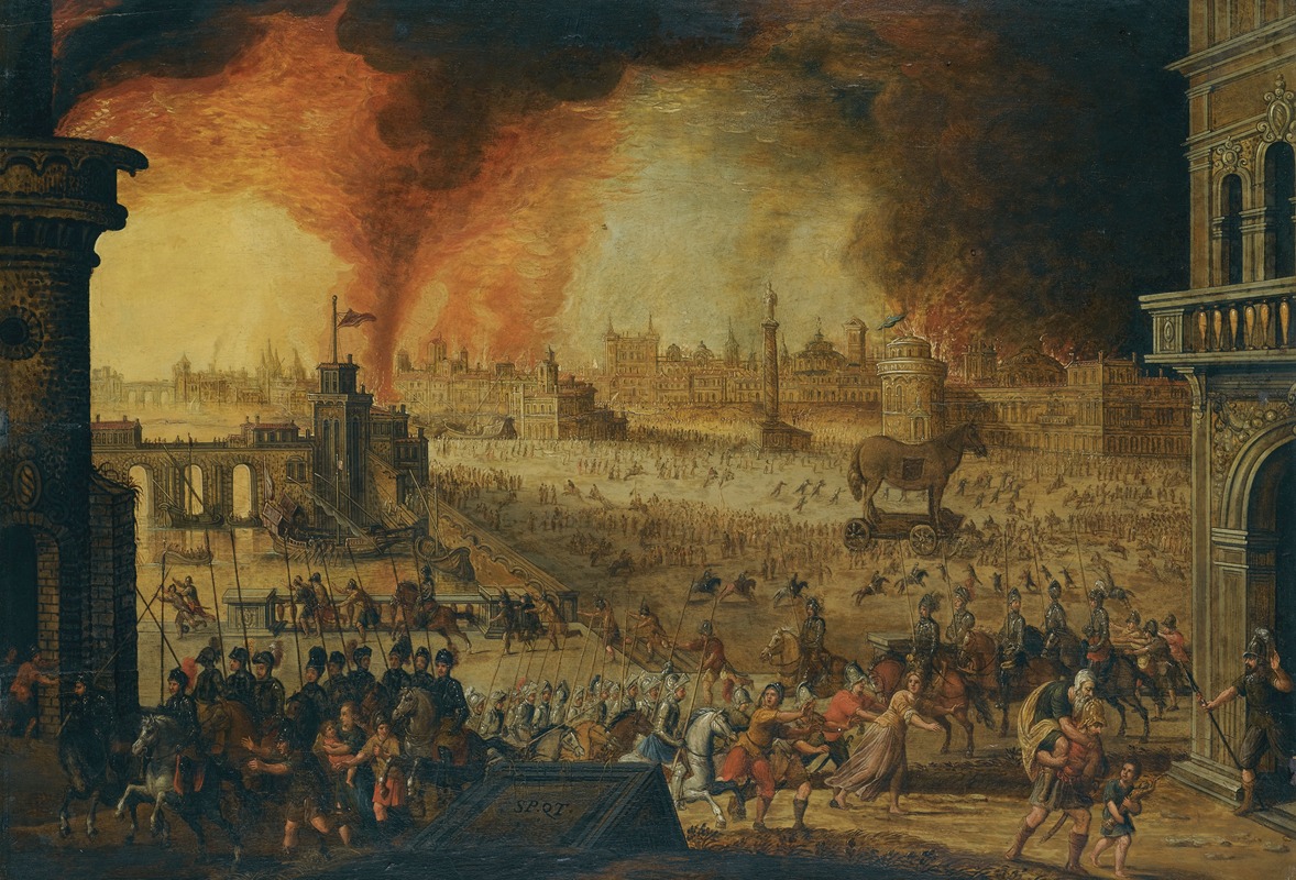 Flemish School - The Burning Of Troy