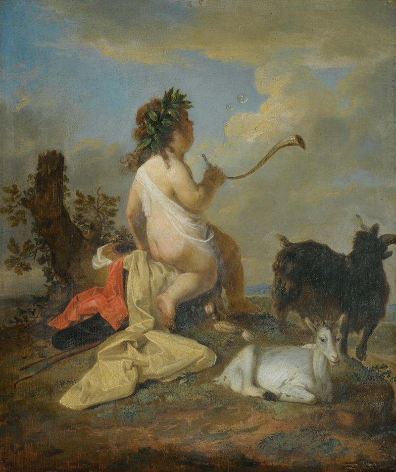 School of Utrecht - An Allegory; Cupid Blowing Bubbles With Two Goats