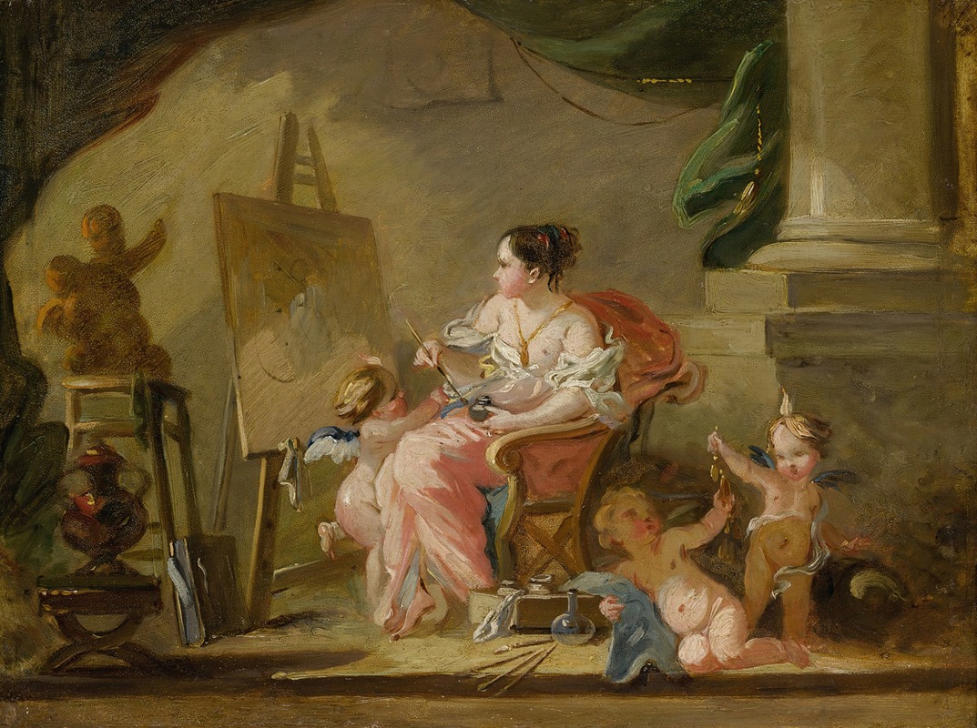 Follower Of François Boucher - An allegory of painting